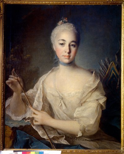 女伯爵 A. Vorontsova（1743-1769 年）的肖像。路易-托克（1696-1772 年）的画作，布面油画，约 1758 年。法国艺术 作者 路易斯·托克