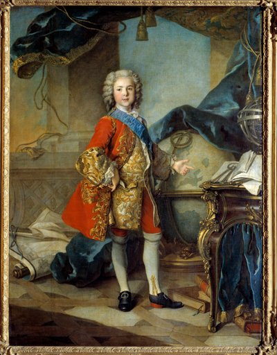 法兰西王储路易（1729-1765）的全幅肖像，在他的书房里。路易-托克（1696 - 1772）的画作 作者 路易斯·托克