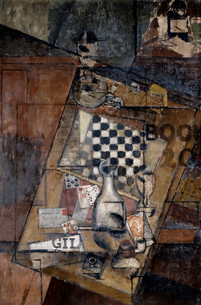 静物与棋s，1912年。 作者 路易·马可西西斯（Louis Marcoussis）