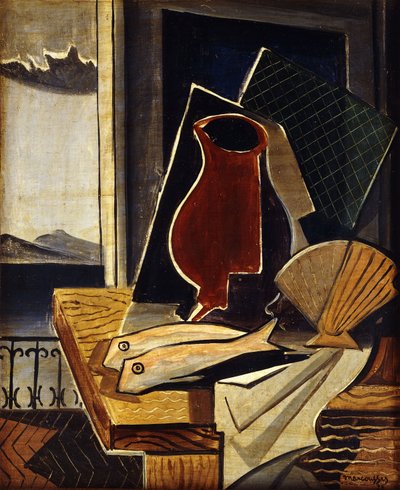 阳台前的桌子；餐桌餐桌，1926年 作者 路易·马可西西斯（Louis Marcoussis）