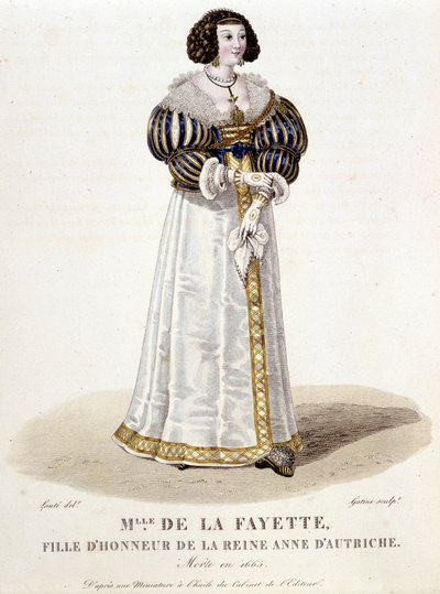 玛丽-玛德琳 (Marie Madeleine) Pioche de La Vergne，拉斐特伯爵夫人 (Madame de la Fayette) (1634-1693)，奥地利安妮女王的女儿。 在“”法国著名女性画廊“” 作者 Louis Marie Lante