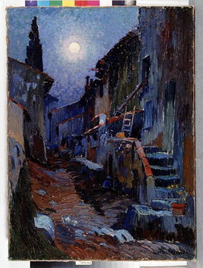 奥里奥尔，月光下的小巷 由 Louis Mathieu Verdilhan (1875-1928) 创作的绘画 81x59 厘米 强制提及：收藏基金会致敬普罗旺斯、马赛 作者 路易斯·马蒂厄·维尔迪安