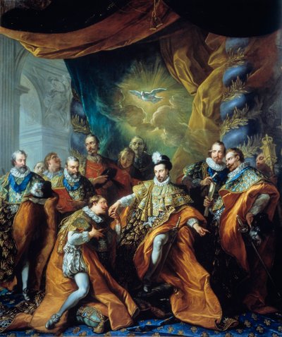 亨利三世的圣灵会（Order of the Holy Spirit）制度 路易斯-米歇尔-范-卢（1707-1771）的绘画。18世纪。巴黎，荣誉军团博物馆--亨利三世创立的圣灵教团。路易的画作 作者 路易斯·米歇尔·范·卢