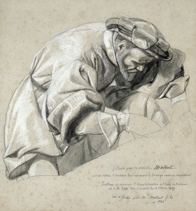 研究Ambroise Pare（c.1510-90）“现代外科之父”（木炭和白色粉笔在纸上洗） 作者 路易斯·尼古拉斯·马特（Louis Nicolas Matout）