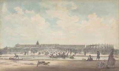 从花园看到的凡尔赛宫，1779年。 作者 路易斯·尼古拉斯·德·莱斯皮纳斯