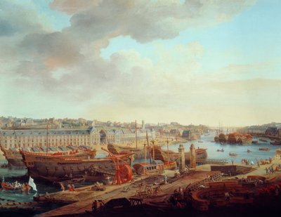 造船厂：“布雷斯特市”细节。 Louis Nicolas van Blarenberghe (1716-1794) 1774 年的绘画 作者 路易斯·尼古拉斯·范·布拉伦伯格