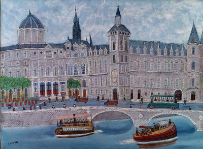巴黎正义宫的景色 路易斯·维文 (Louis Vivin) 的绘画 (1861-1936) 20 世纪巴黎，市立现代艺术博物馆 作者 路易斯·维文