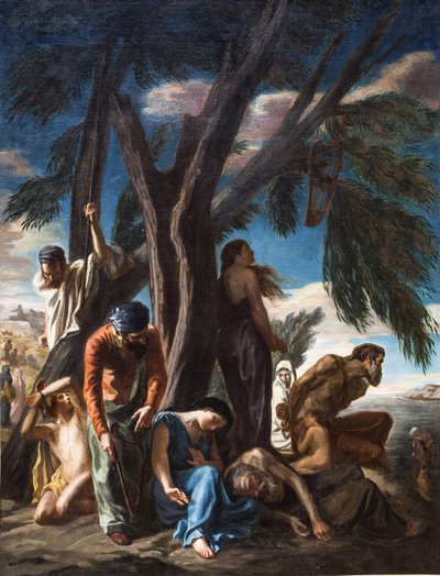 被掳至巴比伦的犹太人的最后一站，1843 年（布面油画） 作者 