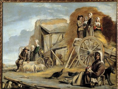 Louis Le Nain (1593-1648) 的手推车或干草的回归 作者 路易·勒·奈恩
