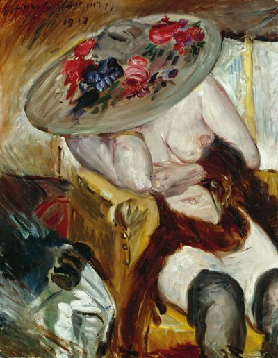 Femme italienne dans un fauteuil jaune - 坐在黄色椅子上的意大利女人》，作者科林斯-洛维斯（1858-1925 年）。布面油画 作者 洛维斯·科林斯（Lovis Corinth）