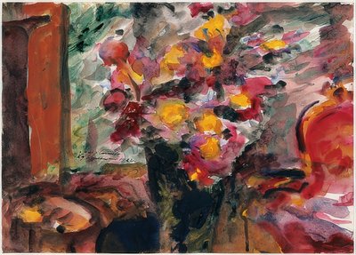 在桌上的花瓶。 1922年 作者 洛维斯·科林斯（Lovis Corinth）