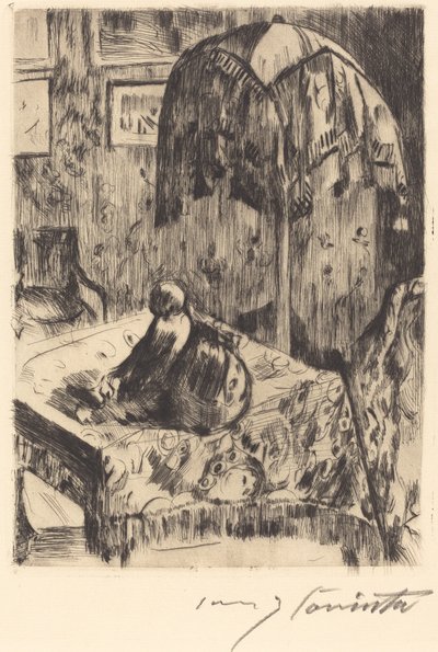 Interieur mit Stehlampe 带落地灯的室内装修，1916年。 作者 洛维斯·科林斯（Lovis Corinth）