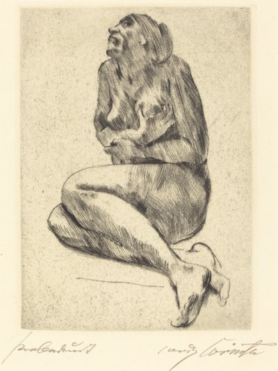 蹲在地上的女性裸体 (Crouching Female Nude) 作者 洛维斯·科林斯（Lovis Corinth）