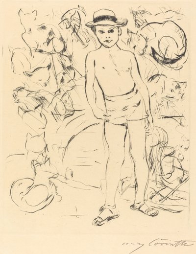 穿着泳裤和草帽的男孩（男孩） 作者 洛维斯·科林斯（Lovis Corinth）