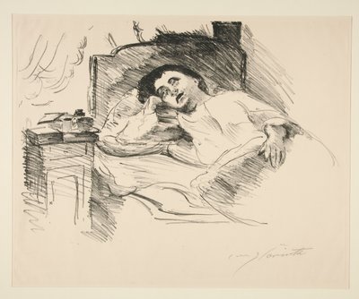 躺在床上休息的女士 作者 洛维斯·科林斯（Lovis Corinth）