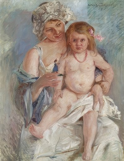 母亲和孩子（夏洛特·科林斯和威廉·米勒）。 1911年 作者 洛维斯·科林斯（Lovis Corinth）