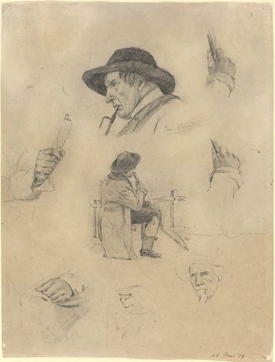 素描画页，1877年。 作者 洛维斯·科林斯（Lovis Corinth）