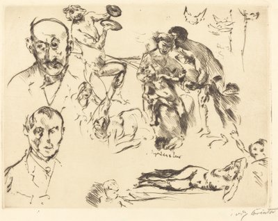 男人的素描，包括马克斯-利伯曼，约1915年。 作者 洛维斯·科林斯（Lovis Corinth）