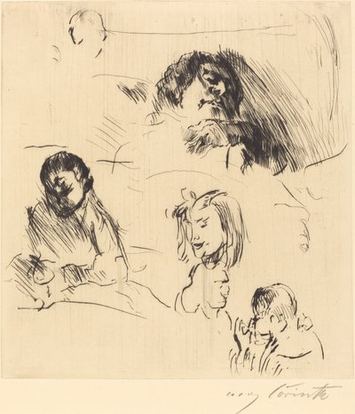 各种肖像研究（肖像素描）。 作者 洛维斯·科林斯（Lovis Corinth）