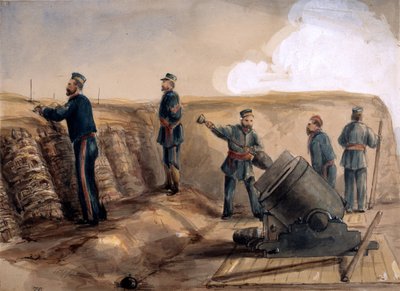 一架13英寸的皇家炮兵迫击炮，1855年（纸上铅笔） 作者 Lt.亨利·詹姆斯·奥尔德森