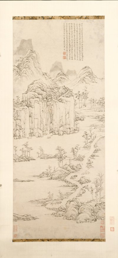倪赞[1301-1374]后，山道溪流中的道家静修会，1567年。 作者 鲁智