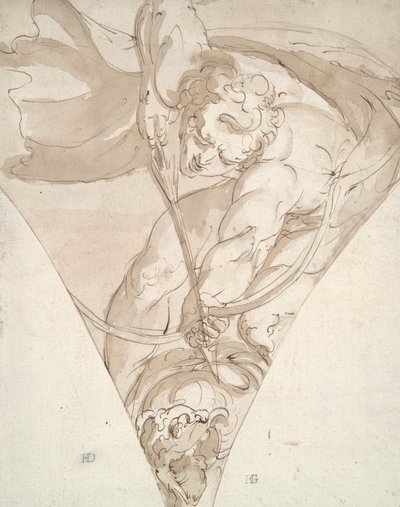 阿波罗杀死蟒蛇》，热那亚安东尼奥-多利亚宫（Palazzo Antonio Doria）壁画的研究作品 作者 卢卡·坎比亚索