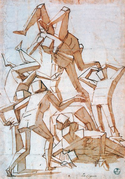 格斗人物，1527-1585年 作者 Luca Cambiaso