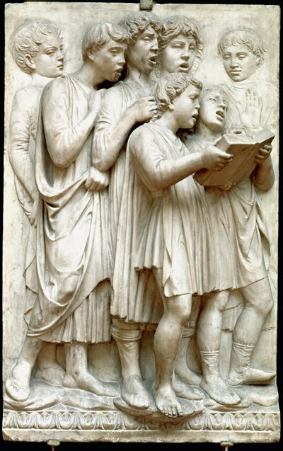 La cantoria或儿童唱诗班 - 大理石浮雕（高348厘米），由Luca della Robbia（约1400-1482）创作。 作者 卢卡·德拉·罗比亚