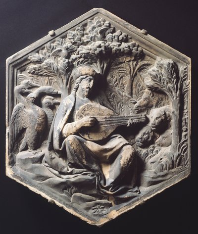音乐（奥菲斯），由卢卡-德拉-罗比亚（约1400-1482）创作 作者 Luca Della Robbia