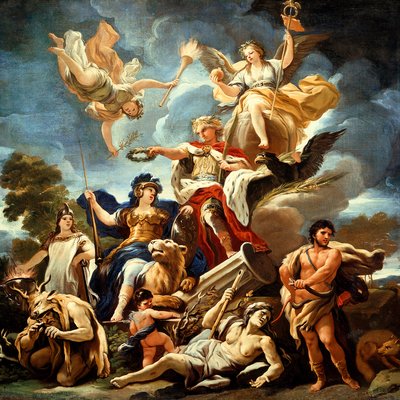 堡垒的寓言》，作者：卢卡-乔丹诺，布面油画 作者 卢卡·乔丹奴（Luca Giordano）