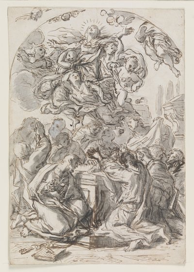 圣母升天；背面：妇女和儿童的头像 作者 卢卡·乔丹奴（Luca Giordano）