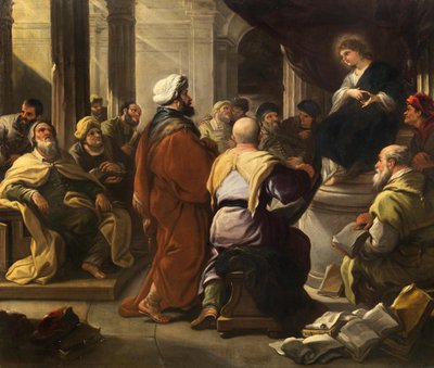 医生中的基督，约1665年。 作者 Luca Giordano