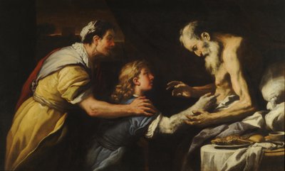 以撒祝福雅各。 作者 卢卡·乔丹奴（Luca Giordano）
