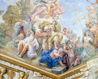 谨慎，卢卡-乔丹诺（1634-1705）的镜厅壁画周期的细节，壁画，美第奇宫Riccardi，佛罗伦萨 作者 卢卡·乔丹奴（Luca Giordano）