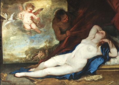 睡着的维纳斯，阿莫尔和萨提尔，约1670年。 作者 卢卡·乔丹奴（Luca Giordano）