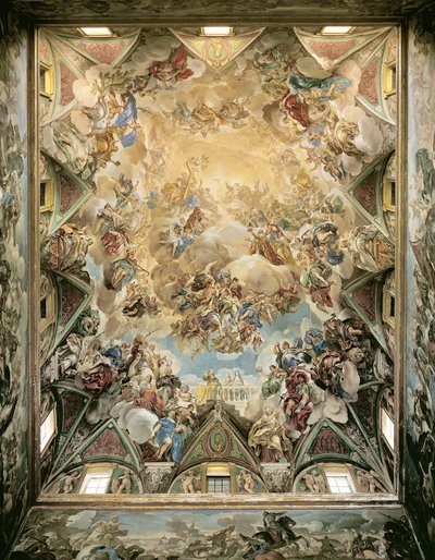 Habsburgs的天体荣耀和胜利，从大楼梯上方的天花板 作者 卢卡·乔丹奴（Luca Giordano）