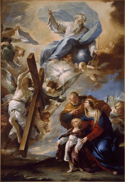 带有受难象征的神圣家族，约1660年。 作者 卢卡·乔丹奴（Luca Giordano）