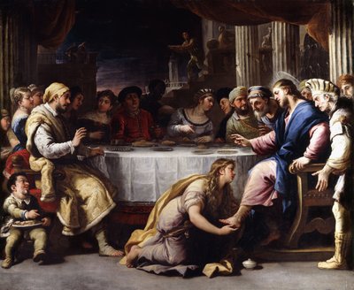 玛格达琳在西门家洗基督的脚， 作者 卢卡·乔丹奴（Luca Giordano）