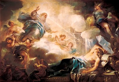 所罗门王的梦想，c。 1693（布面油画） 作者 卢卡·乔丹奴（Luca Giordano）