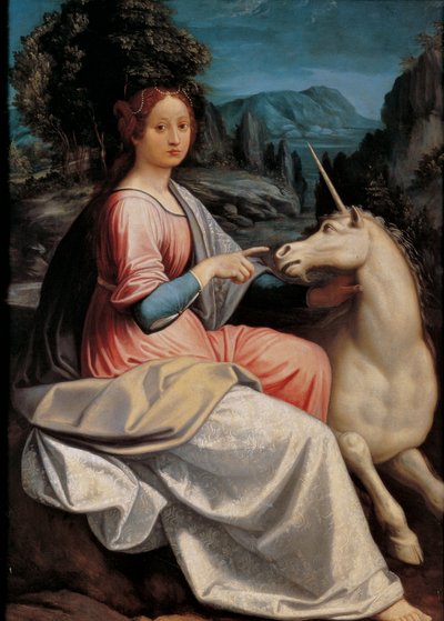 女士与独角兽》，1534-1540。 作者 卢卡·朗吉（Luca Longhi）
