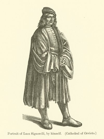 意大利画家Luca Signorelli的自画像（雕刻）。 作者 卢卡·西诺雷利（Luca Signorelli）