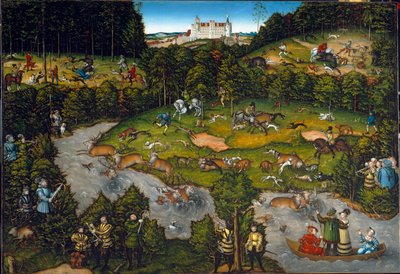 哈滕费尔斯城堡附近的狩猎活动 作者 Lucas Cranach