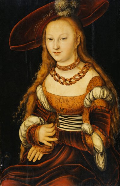 一位年轻女士的画像，约1350年 作者 Lucas Cranach