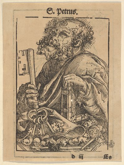 圣彼得的半身像，来自维滕贝格（Wittenberg）遗物大系列，反面：马丁·路德...，1509年。 作者 卢卡斯·克拉纳赫