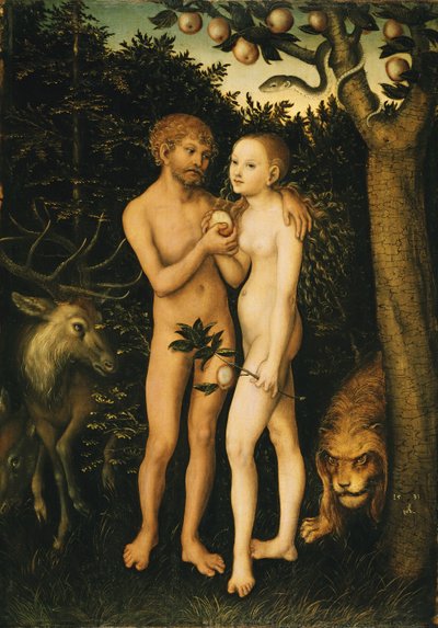 德语: 亚当和夏娃在天堂 / Sündenfall Adam and Eve 作者 卢卡斯·克拉纳赫