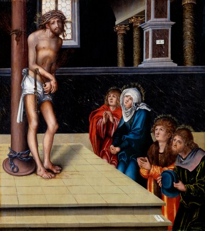 德语：Christus als Schmerzensmann an der Geißelsäule 耶稣是忧伤的人 作者 卢卡斯·克拉纳赫