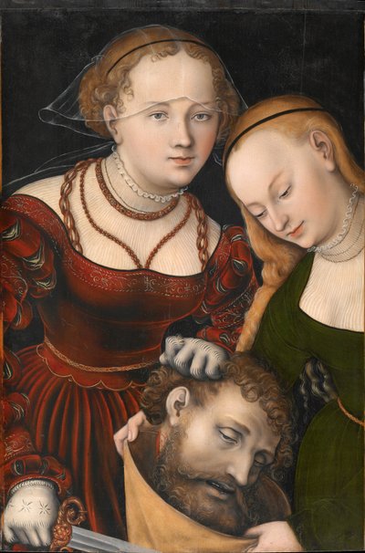 德语：Judith mit dem Haupt des Holofernes und einer Dienerin 朱迪丝与霍罗费恩的头和一个仆人 作者 卢卡斯·克拉纳赫