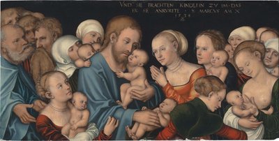 德语: Lasset die Kindlein zu mir kommen (Christus segnet die Kinder) Suffer the Little Children to Come unto Me (Christ blessing the Children) 作者 卢卡斯·克拉纳赫