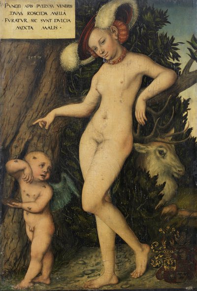 德语：Venus mit Amor als Honigdieb 维纳斯与偷蜜的丘比特 作者 卢卡斯·克拉纳赫