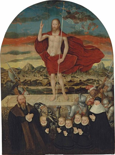 复活的基督与捐赠家庭 作者 卢卡斯·克拉纳赫（Lucas Cranach）